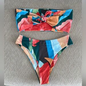 Multicolored SHEIN Bandeau High Waisted Swimsuit Bikini